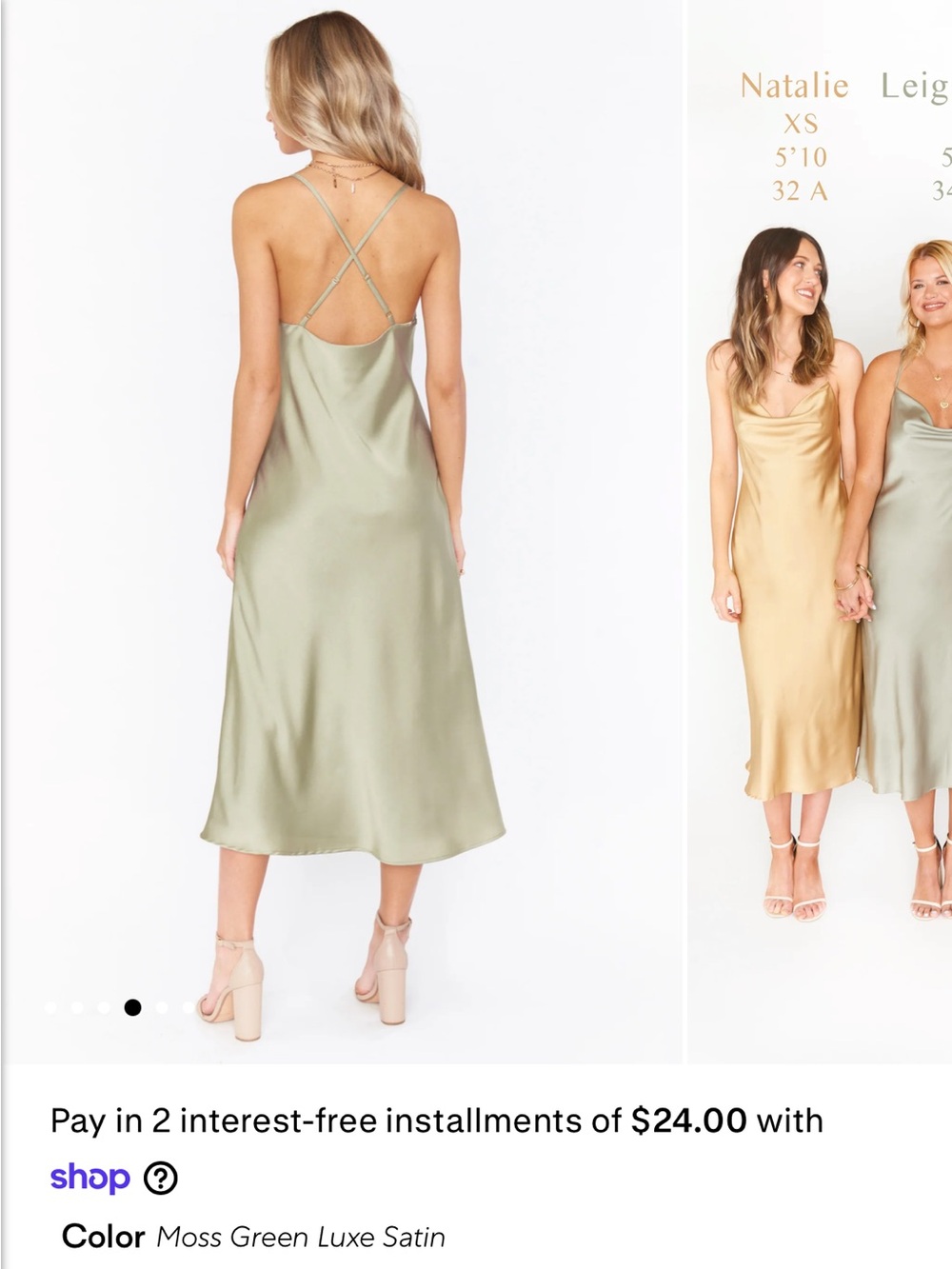 Show Me Your MuMu Moss Green Satin Midi Slip Dress